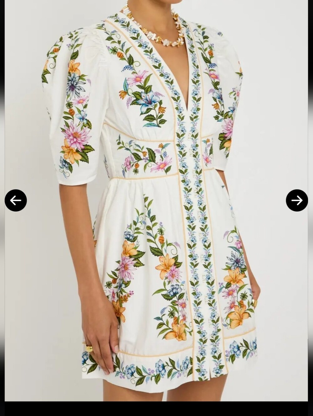 FARM Rio Sweet bloom Dreamscape White Mini Dress with Multicolor Floral Print XL - Picture 3 of 16
